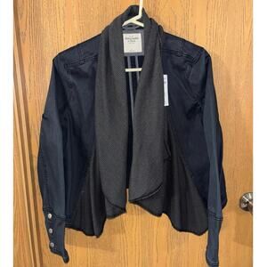 Abercrombie & Fitch women’s black gray draped jacket knit collar NWT (large)